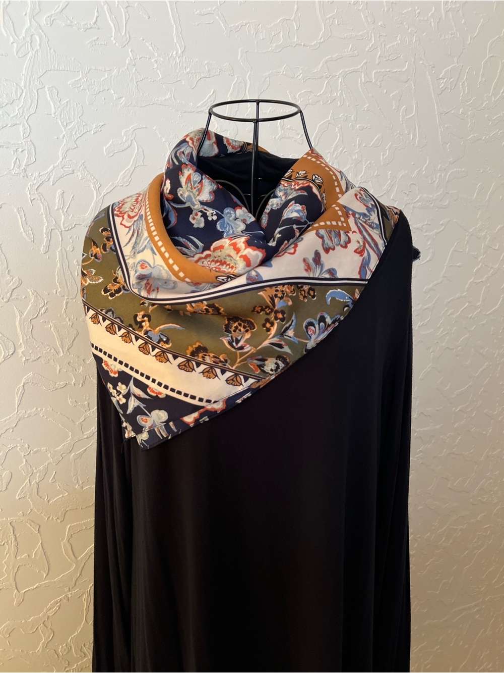 Vintage Floral Navy Scarf